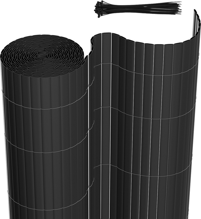 TATIVALO PVC Sichtschutzmatte 160x400cm Anthrazit - Doppelt Verstärkt, UV-beständig Für Balkon & Gartenzaun