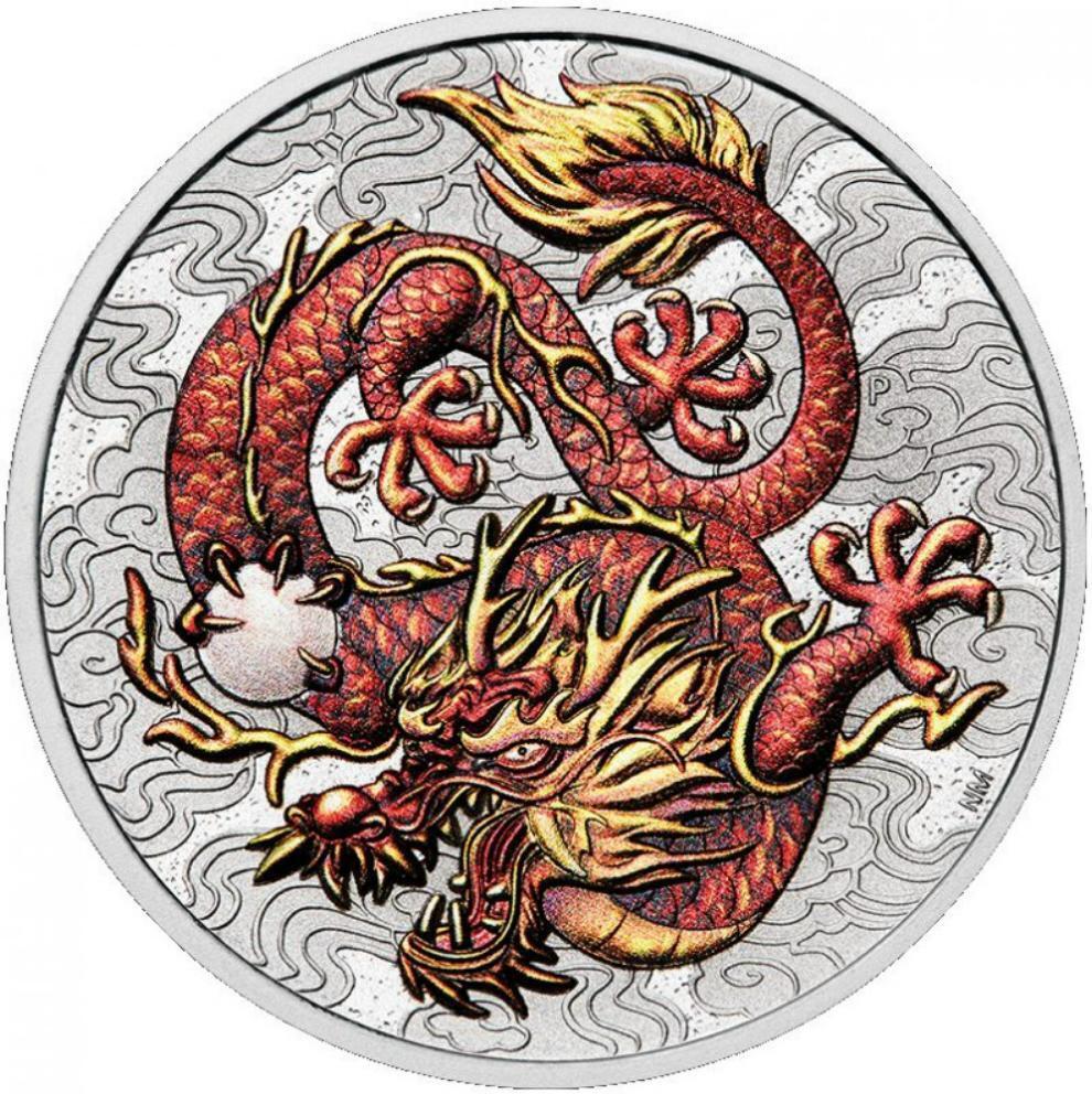 The Perth Mint 1 Unze Silbermünze Myths & Legends Drache 2021 Dragon Silber 999 Sammlermünze
