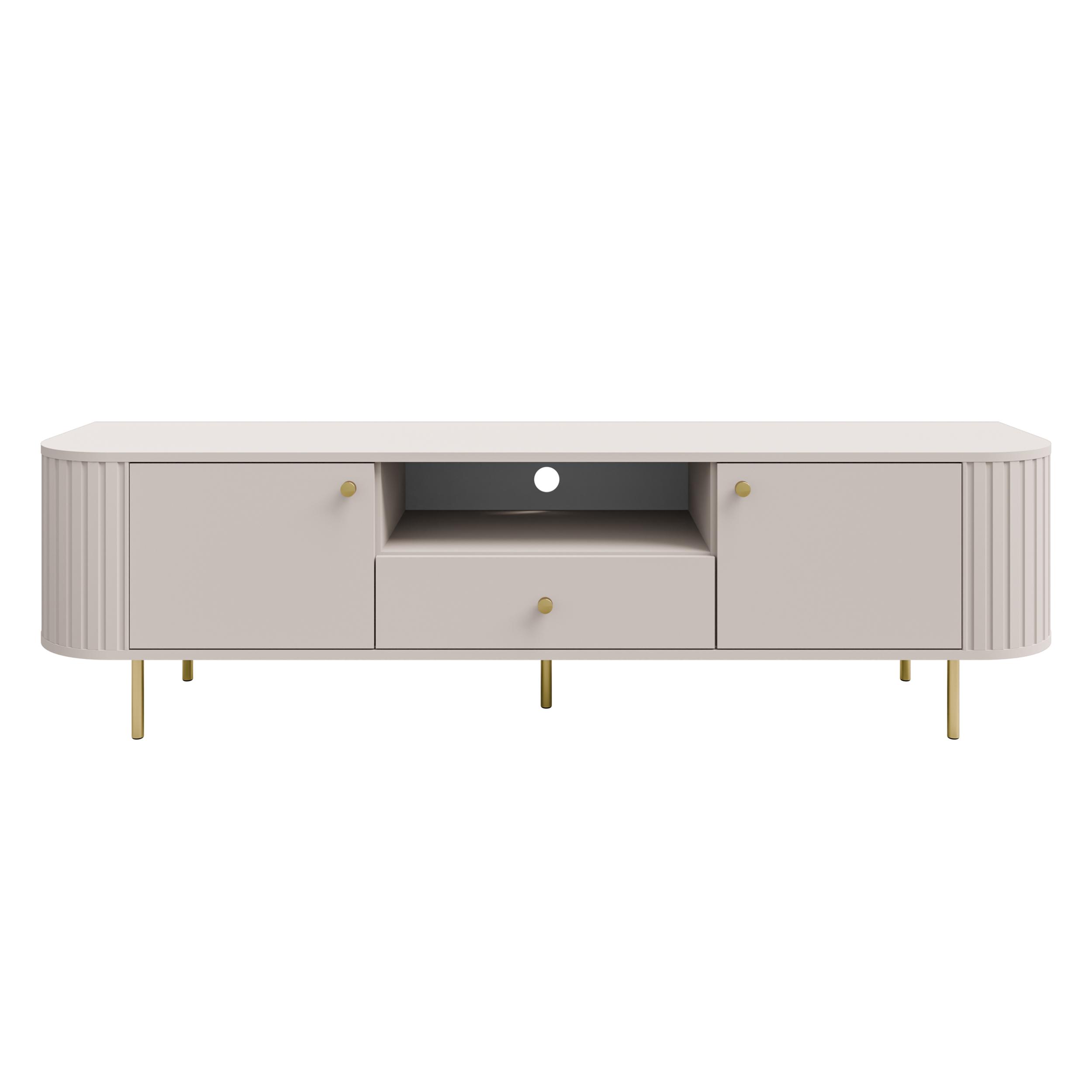 AX LIVING TV-Schrank Halay Beige, 2 Türen & 1 Schublade Moderne Rillenstruktur 180,6 cm N4011