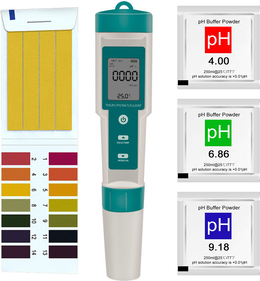 Aibecy Multifunktionaler digitaler 7-in-1-Wasserqualitaetstester, tragbarer hochpraeziser Wasserqualitaetsteststift, Werkzeug zur Messung der Wasserqualitaet, Messung von PH/TDS/EC/Salzgehalt/ORP/SG/Temperatur