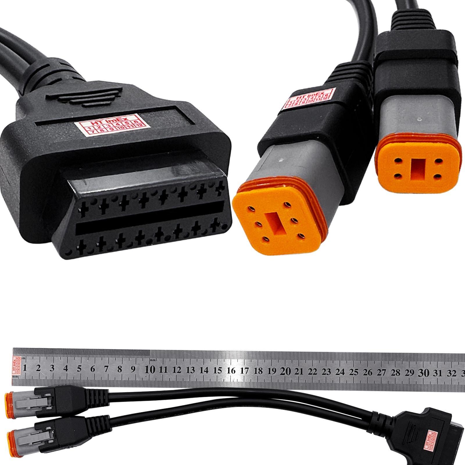 HT ImEx OBD2-Stecker zum Auslesen von Fehlercodes kompatibel mit Harley-Davidson mit 4- und 6-Pin