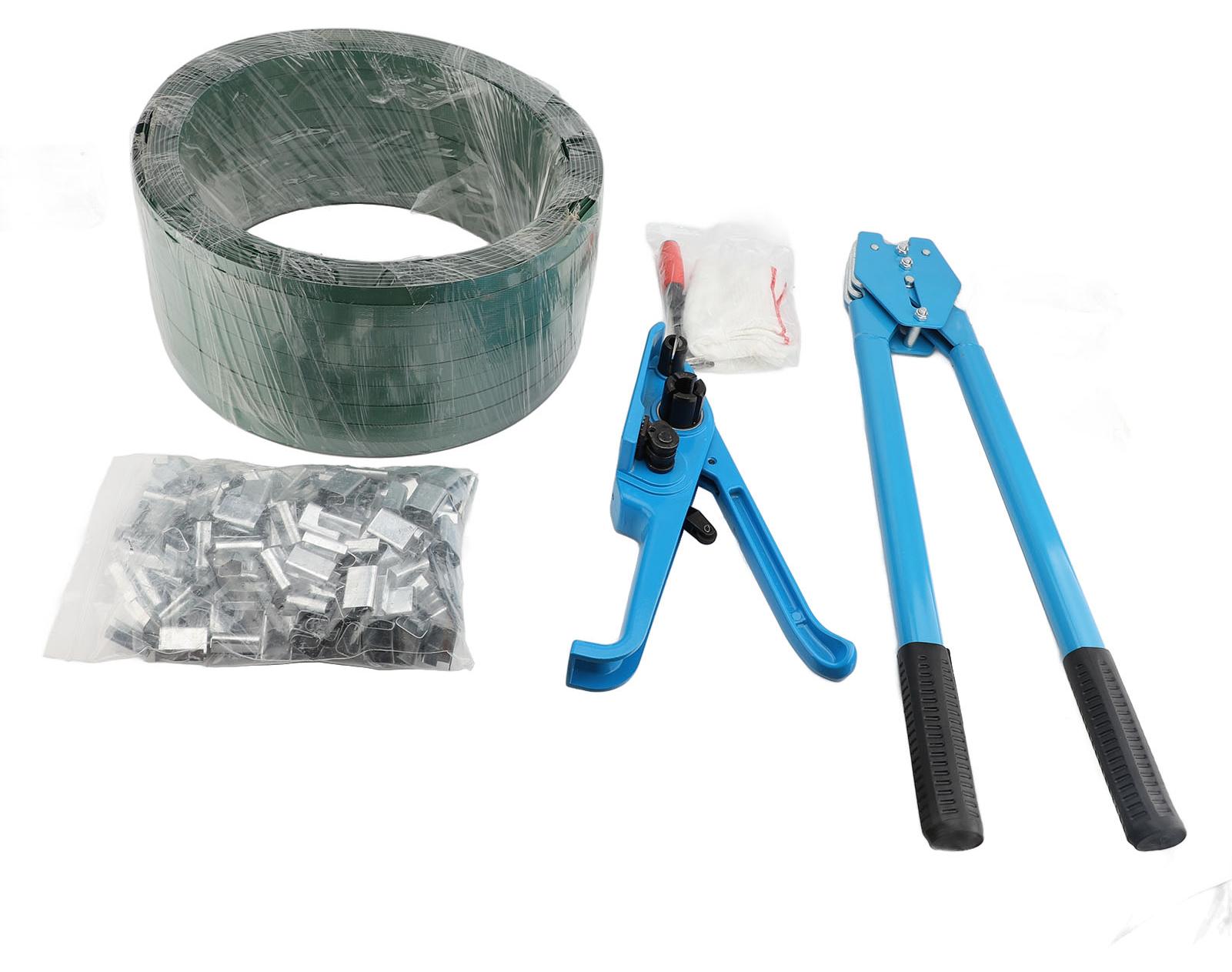 Gistuch Umreifungsset, Palettenverpackungswerkzeugset mit Spanner und 200 Versiegelungsgeräten für 1/2 bis 3/4 Zoll PET PP