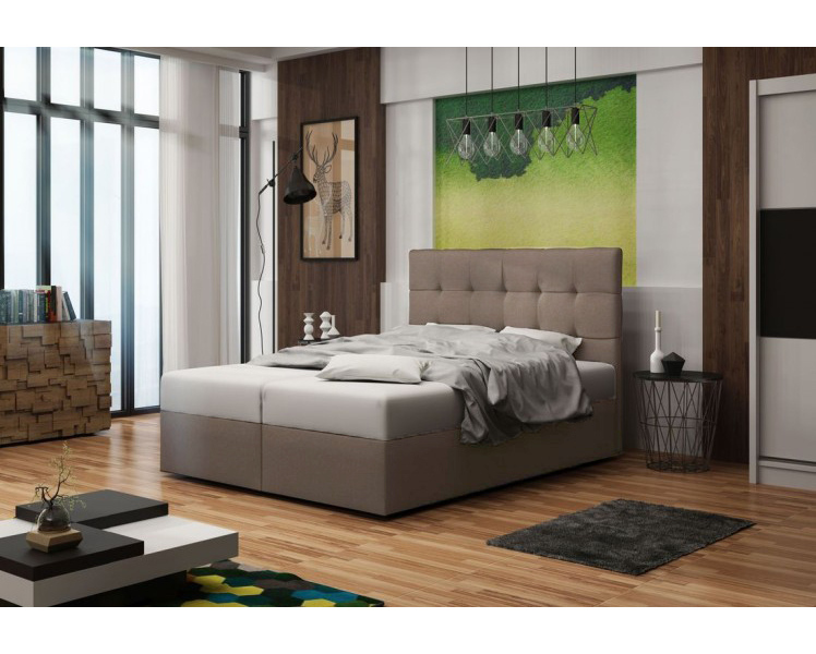Čalúnená posteľ s úložným priestorom DELILAH 2 COMFORT - 200x200, svetlo hnedá