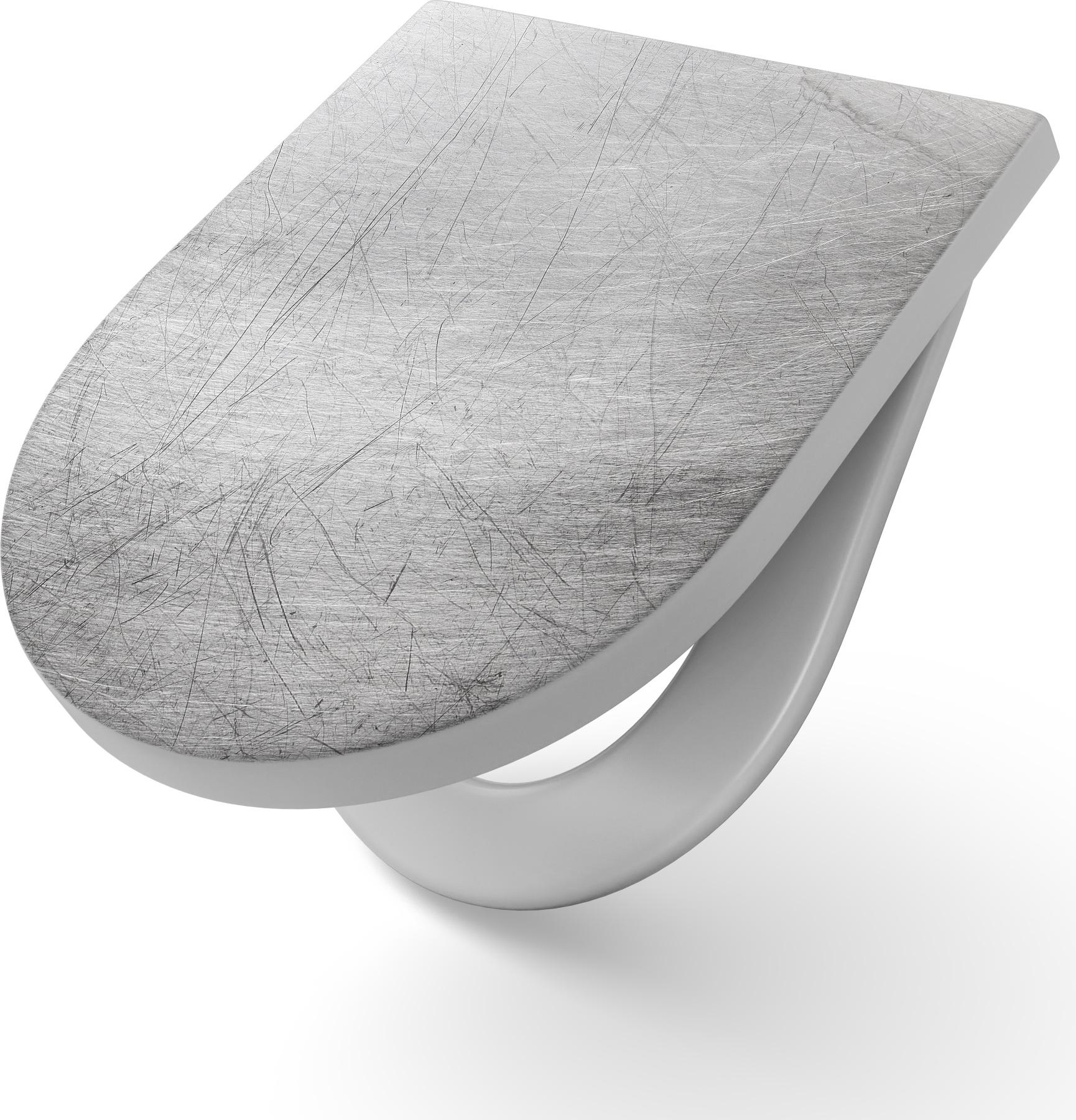 DEQORI WC-Sitz Duroplast 36,4x45,4 cm 'Chaotische Kratzstruktur' Toilettensitz WC-Brille TS-36-45-SC-W-5545-UV