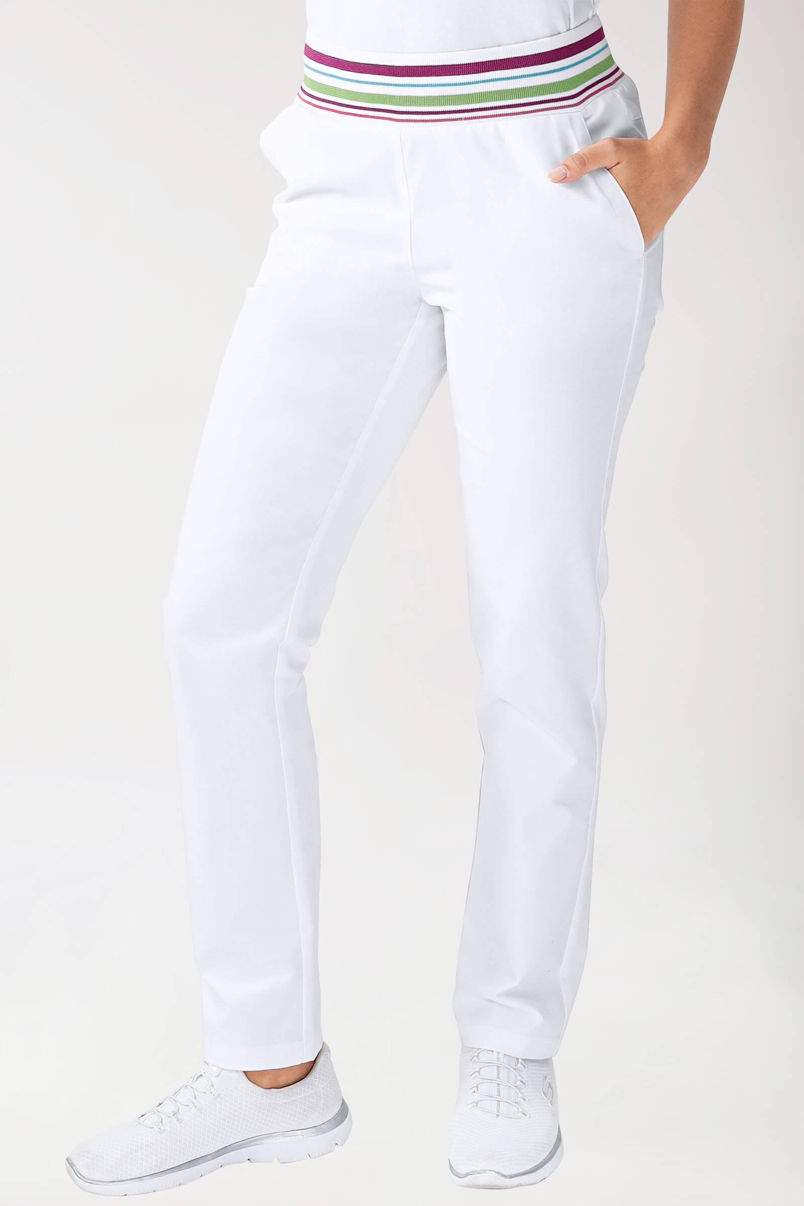 Clinic Dress Damen-Stretchhose – Weißer Strickbund, Größe 34