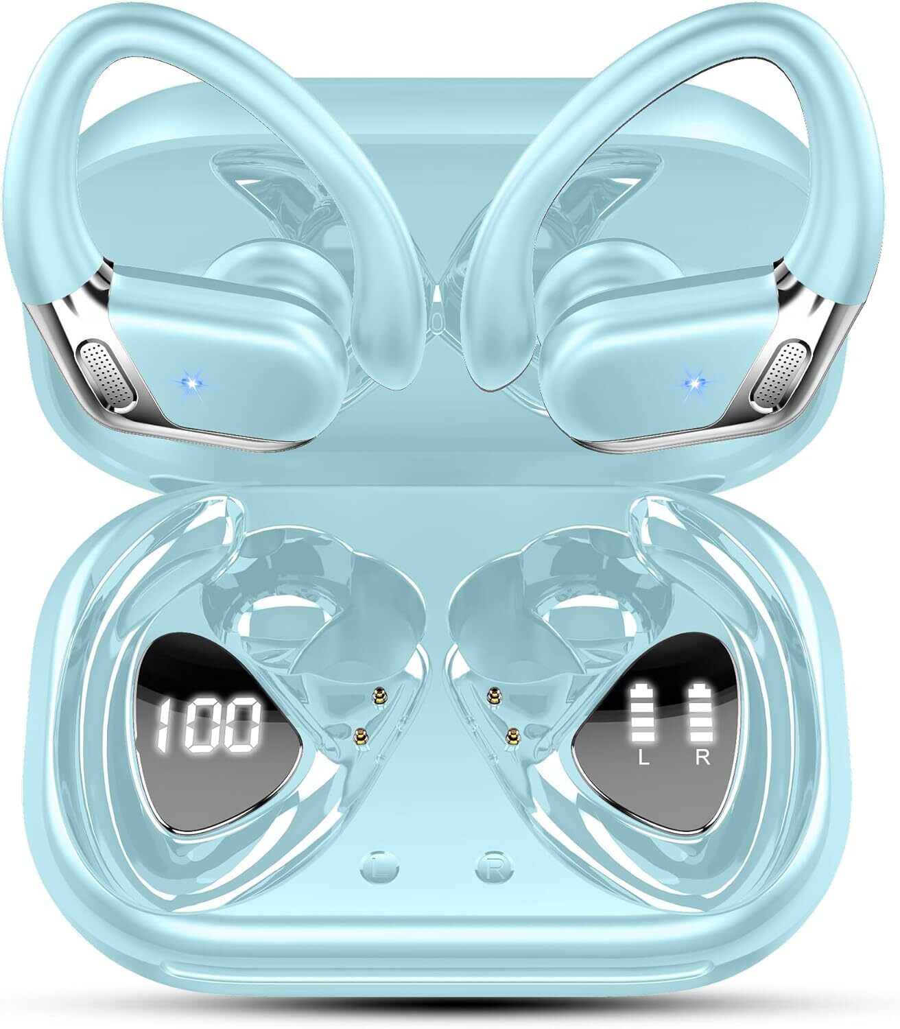 Bluetooth 5.4 do uší s mikrofónom s potlačením šumu CVC8.0, slúchadlá do uší 50H IPX7 vodotesné slúchadlá na behanie/behanie, s USB-C