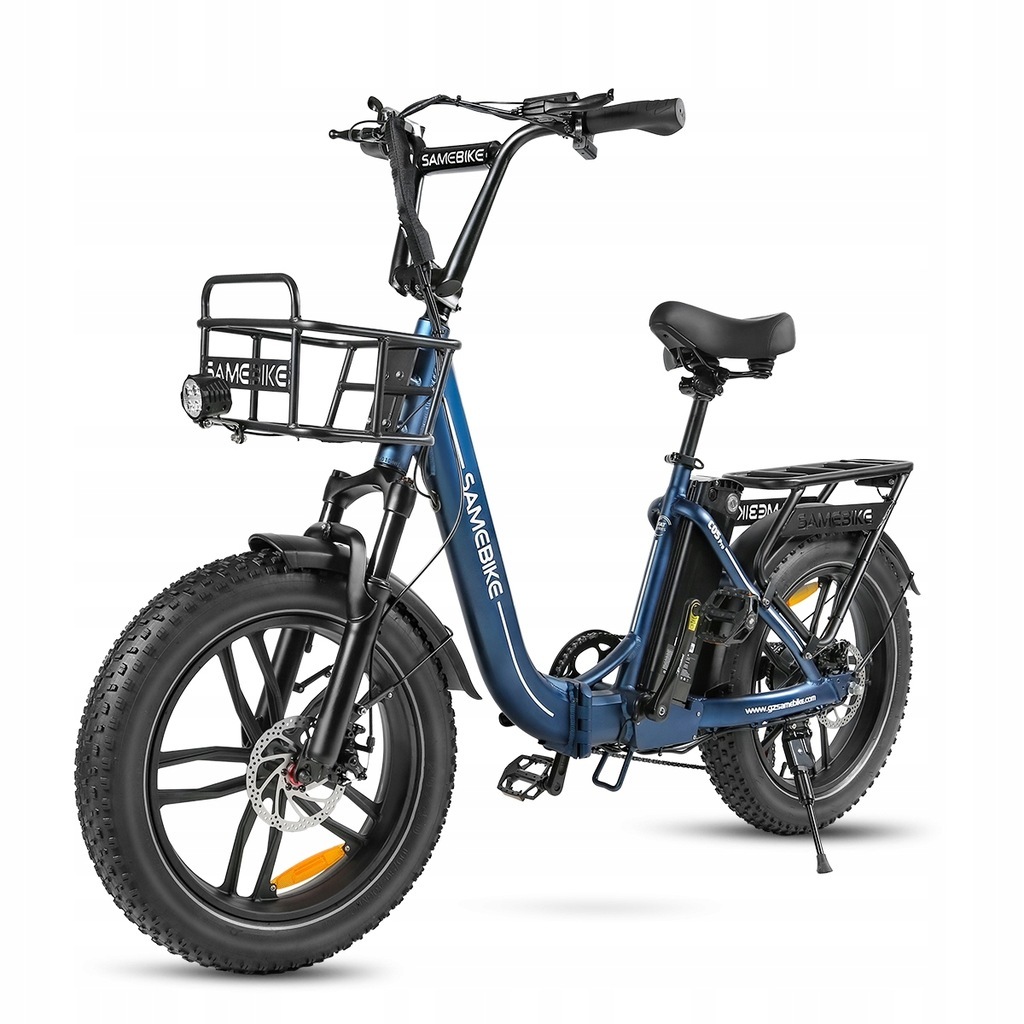 E Bike Elektrofahrräder Klapprad Klappräder E-bike 48V 13Ah , 20 * 4.0 Zoll, E-Bike 7-Gang LCD-Display mit Korb für Herren Damen Dunkelblau