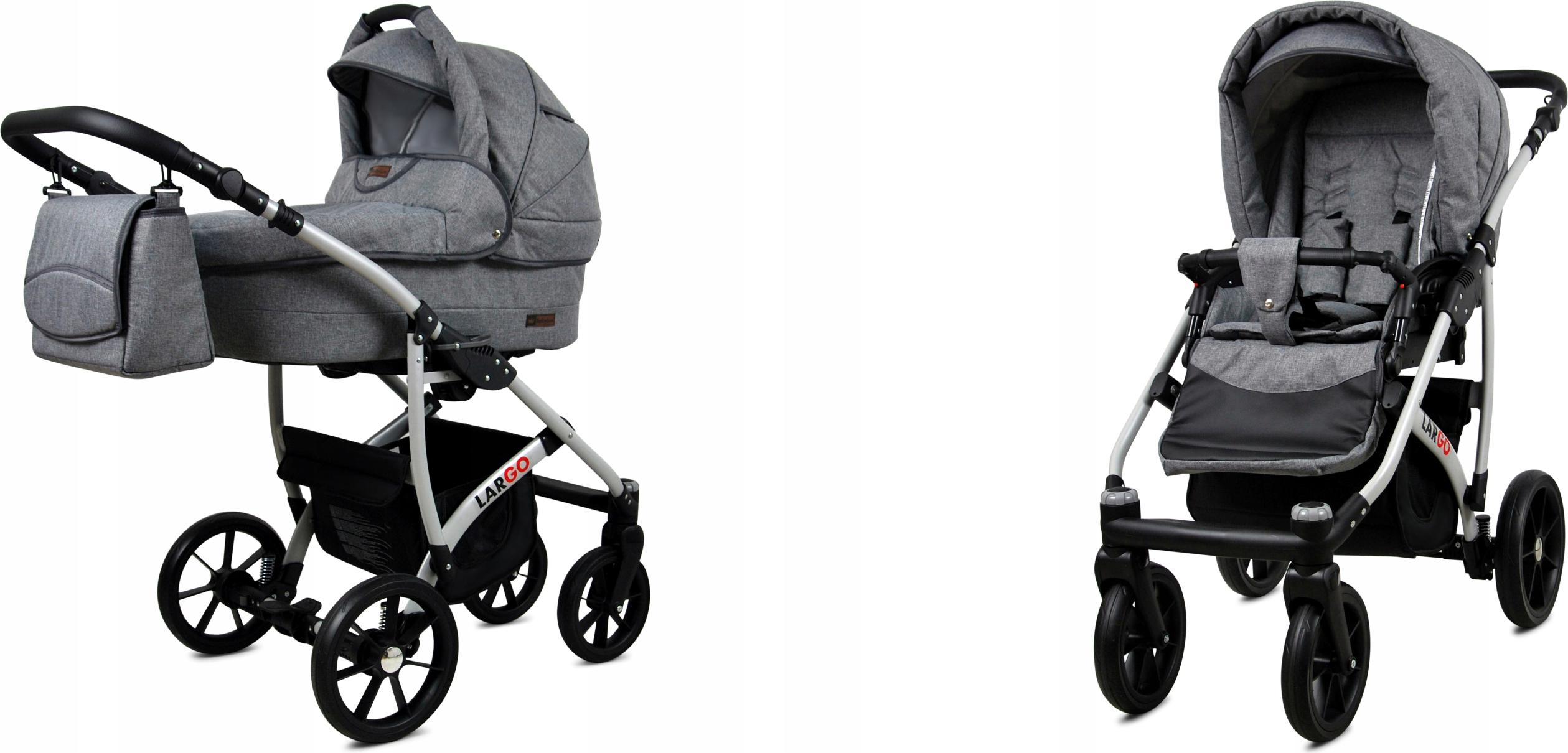 BabyLux Largo | 2in1 Kinderwagen Set | Grey Flex | Kombikinderwagen | Kinderwagenset | Buggy +
