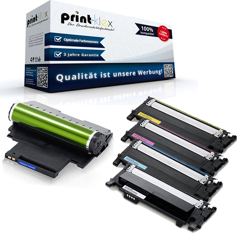 Print-Klex GmbH & Co.KG 4x Toner und Trommel kompatibel für Samsung CLT406 & CLTR406 SL-C 460 W CLTR406SEE CLT R406 CLT-R406SEE Farblos Schwarz-Office Print Serie AMH-CLT406SCLTR406-A3