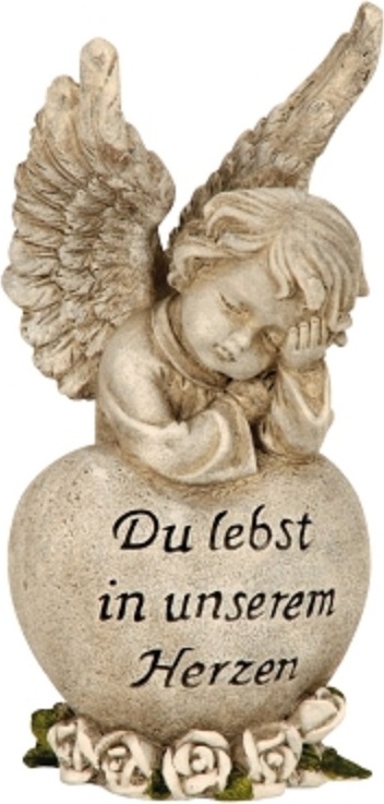 Mel-O-Desgin Engel auf Herz Spruchherz H=18,5 cm Grabschmuck Gedenkstein Grabstein NEU 7459