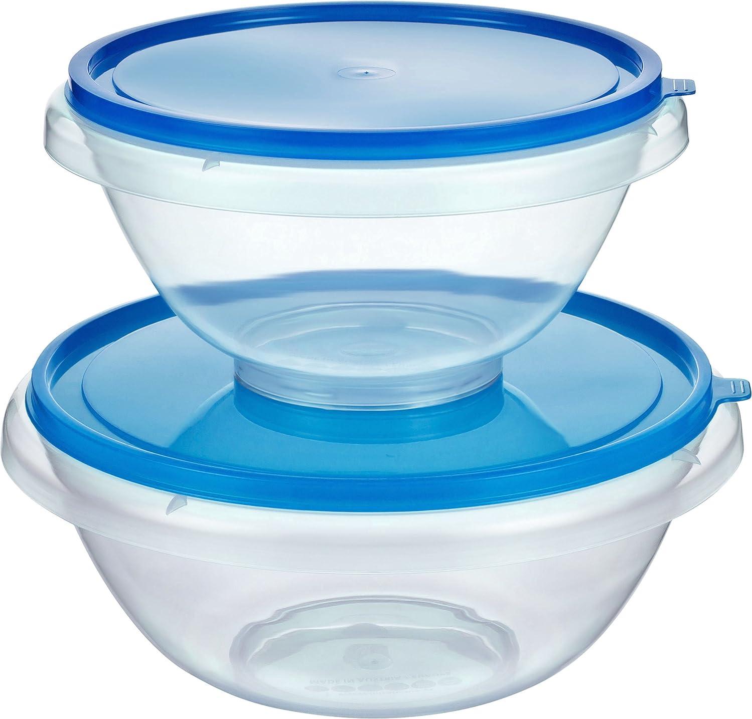 Markenlos Set von 2 Teigschüsseln - Rührschüsseln - Bowle - Salatschüssel blau 7 l und 45 l