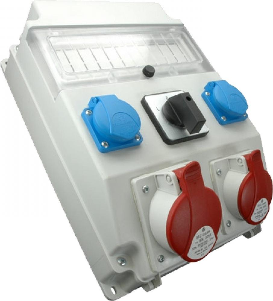 1x32A/5P rozvádzač, 1x16A/5P, 2x250V, okno, 0-1 prepínač
