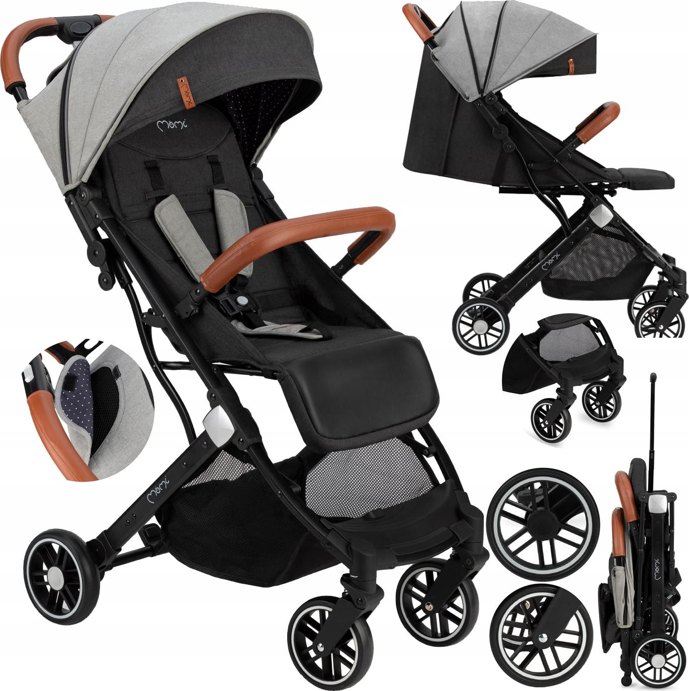 Kinderwagen Momi Estelle Grey - Leicht, Kompakt, 5-Personen-Safe
