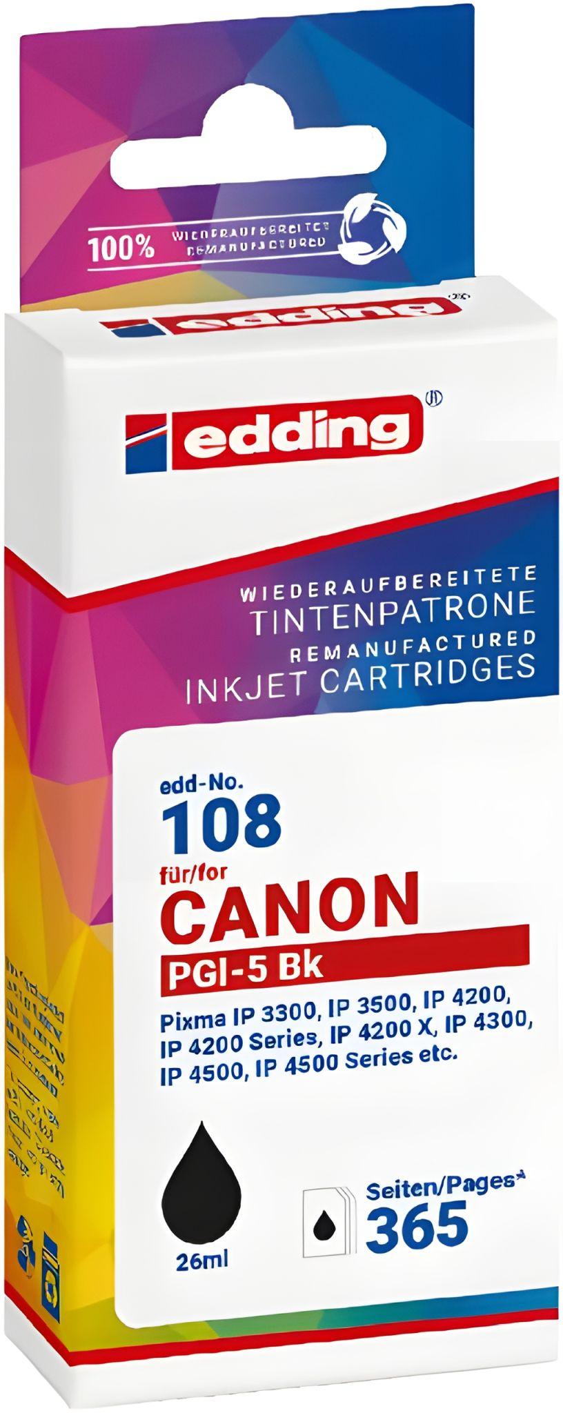 Edding EDD-108, Čierna, 26 ml, 1 kusov, 365 strany, Balenie po jednom kuse