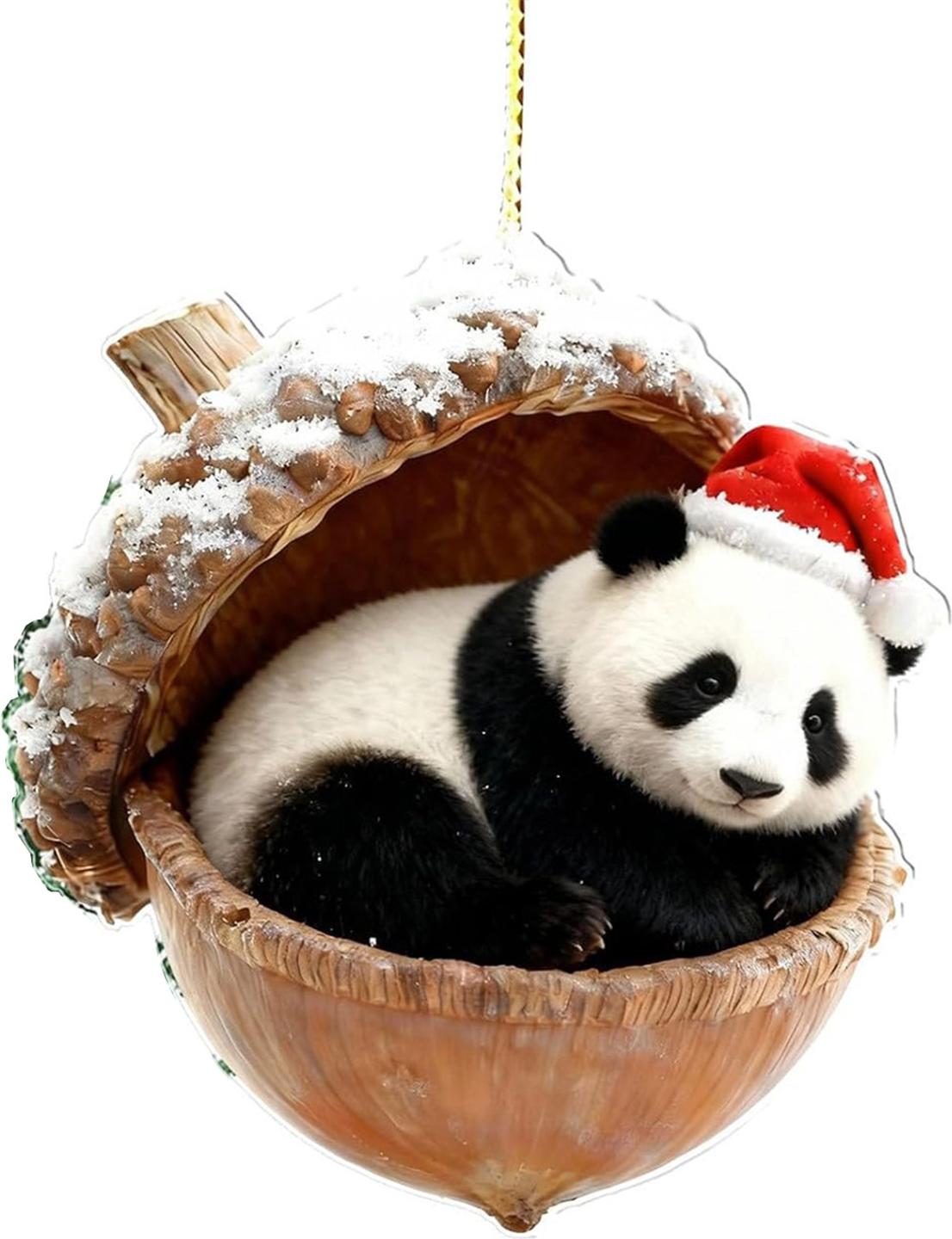 Bremen 2D-Waldtier-Eichel-Ornamente, gemütliches Waldtier im Schnee, frostige Tannenzapfen-Ornamente, Waldtier-Acryl-Hängeornamente für Tierliebhaber 4633232