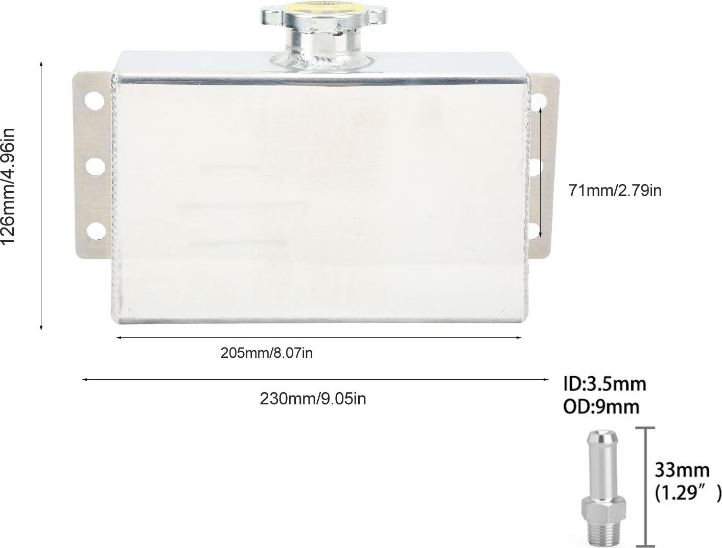 Gistuch Kühlmittel-Überlaufbehälter, 1 l, Aluminiumlegierung, universeller Ausgleichsbehälter für die Auto-Umrüstung