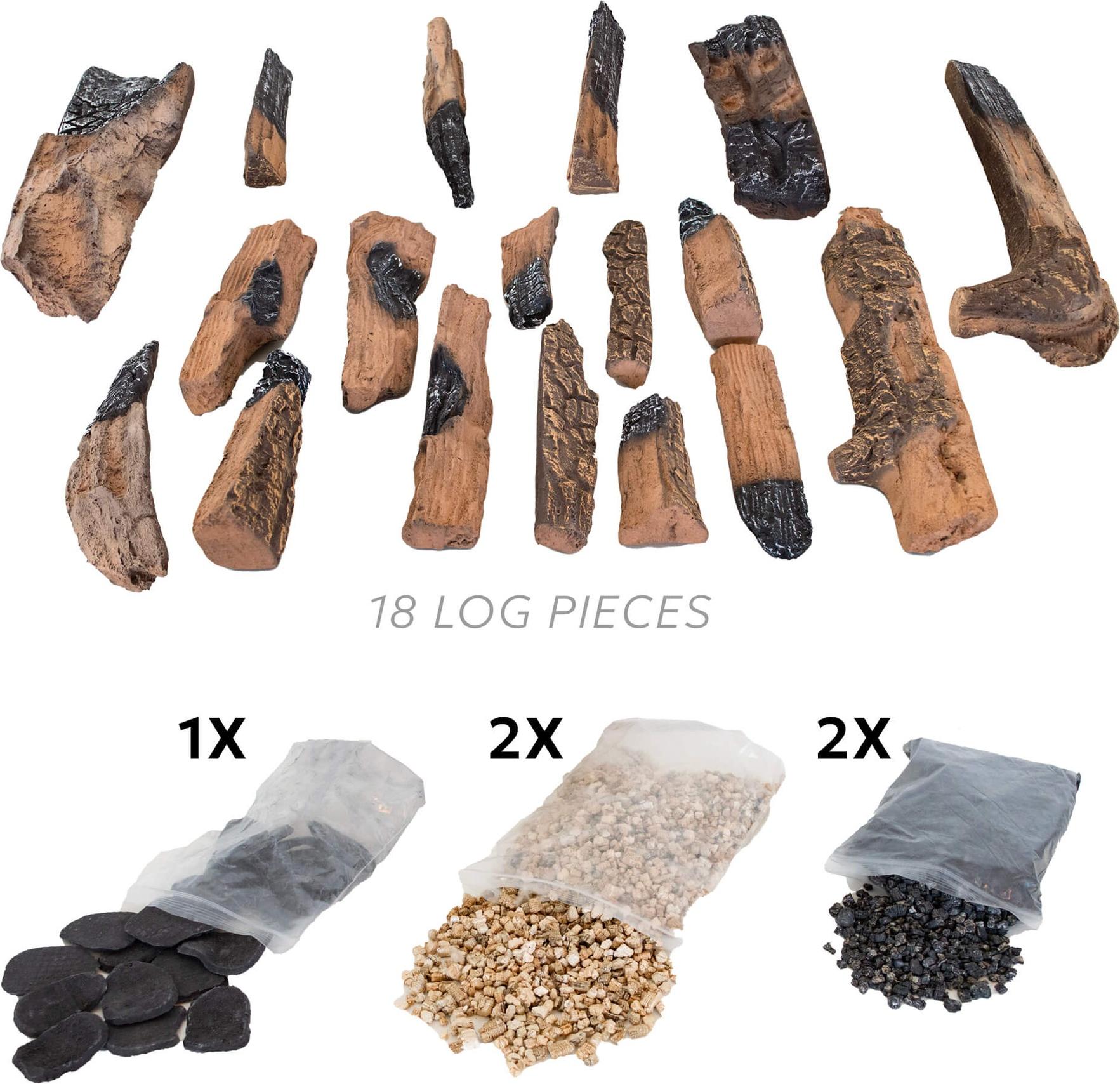 Xaralyn Realistisches Holzscheit-Set - Mega-Holzset Forest - 18 Keramikscheite - für Elektrokamine