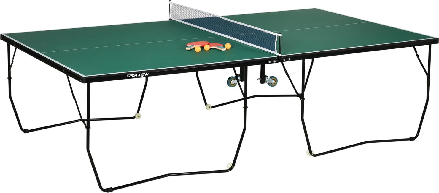 JTI GmbH Indoor Tischtennisplatte Mit Rollen Tischtennistisch Klappbar Tischtennisspiel-Set Mit 2 Tischtennisschlägern Und 3 Bällen, Stahl, Grün