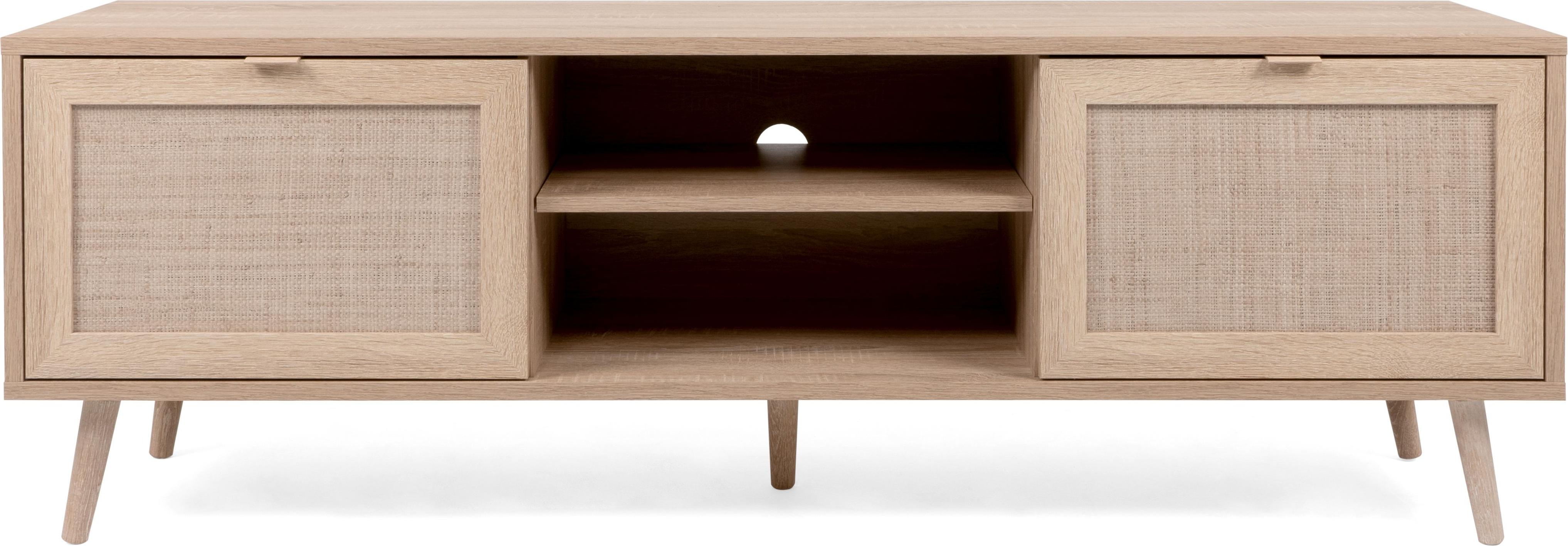 finori Bali 56A TV-Board, Nachbildung Sonoma Eiche / Nachbildung Rafia Geflecht Maß: B x H x T ca. 150 x 52 x 40 cm 3047