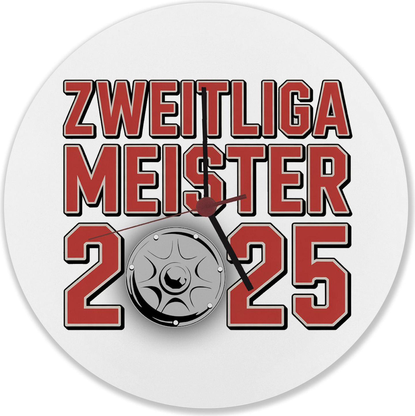 speecheese Köln Zweitliga Meister 2025 Wanduhr aus MDF mit Meisterschale der 2. Liga