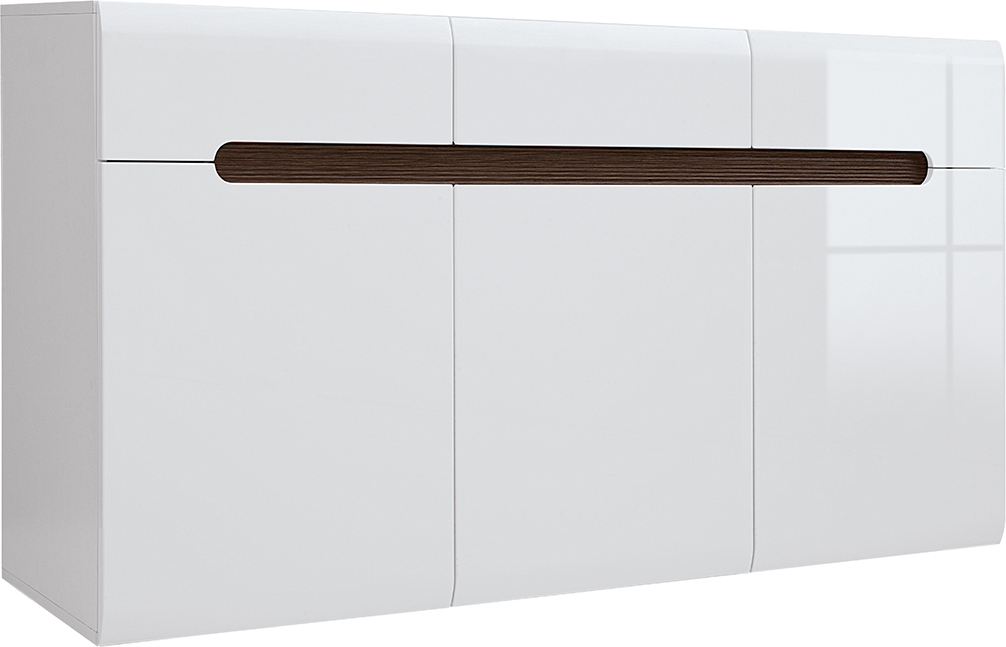 Buffet Darrel mit 3 Schubladen und 3 Türen, Weiß, 150cm