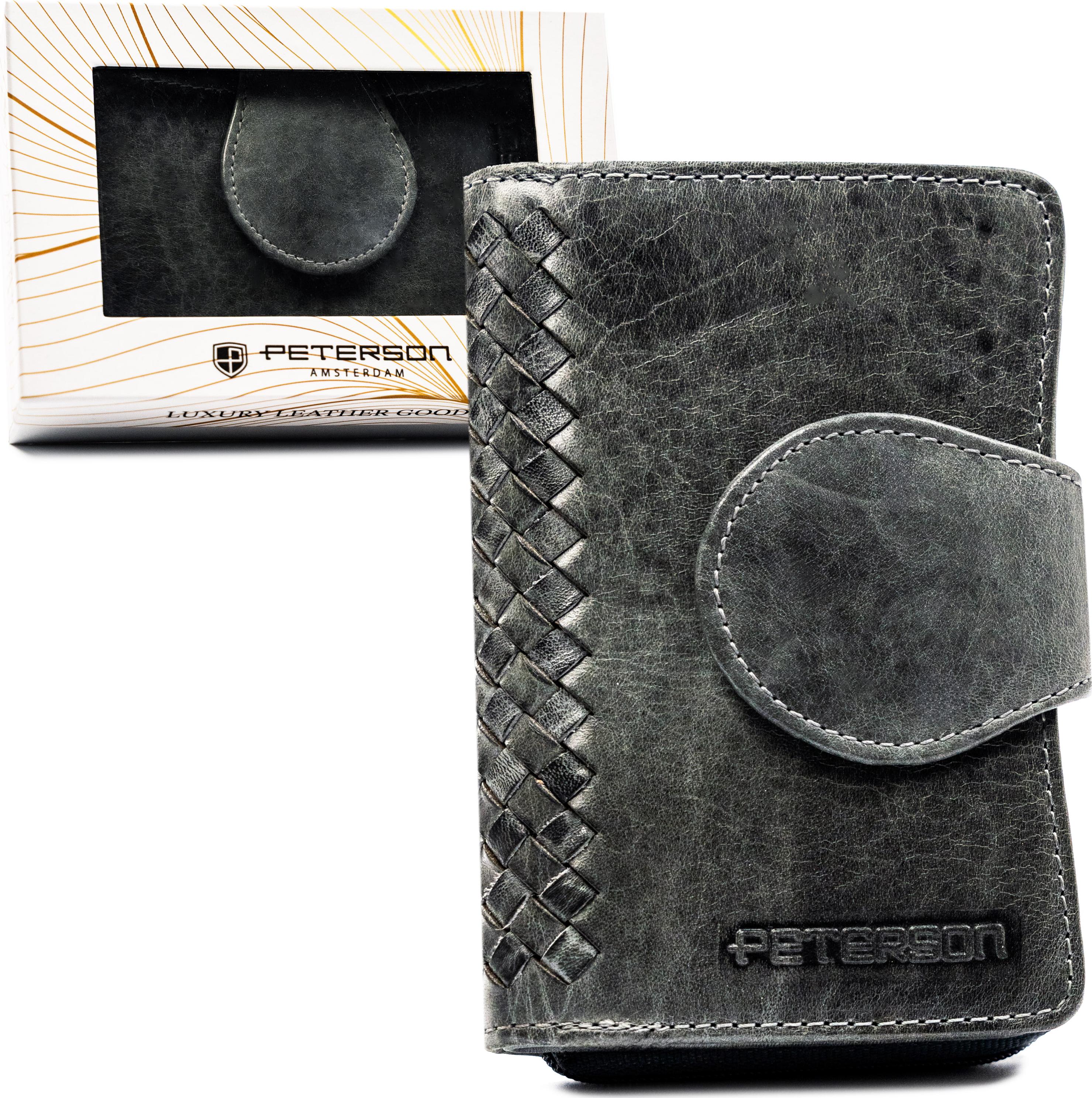 PTN WD1-VLCN-4475 Schwarz-Graue Lederbrieftasche