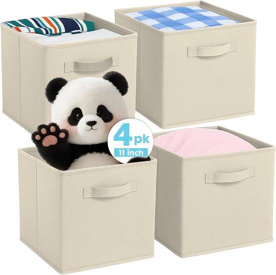Famanu Aufbewahrungsbox - Faltbare Stoffbox mit Griffen für Zuhause - Kinderzimmer - Schrank- und Spielzeugorganisation - Set von 4 - 26,7 x 26,7 x B0FDFPPZRF