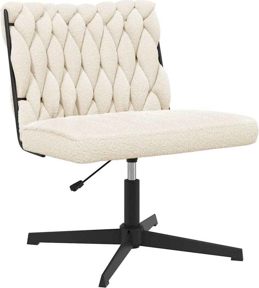 vidaXL Bürodrehstuhl Cremefarben Gelockter wollähnlicher Stoff 4105396