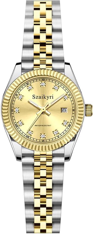 Szaikyri Watch Für Damen, Klassische Damenuhr mit Festem Rostfreien Stahlgürtel Wasserdicht Armbanduhr Damen Kalender Uhr für Damen Präzise Zeitmessung