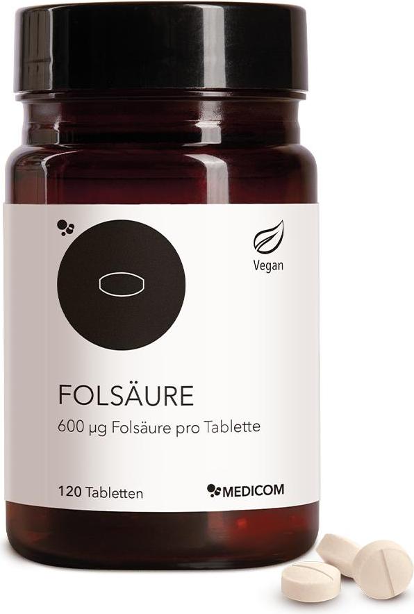 Medicom Pharma Medicom Folsäure mit 600 g Folsäure,120 Tabletten, Zellteilung, Blutbildung und gegen Müdigkeit