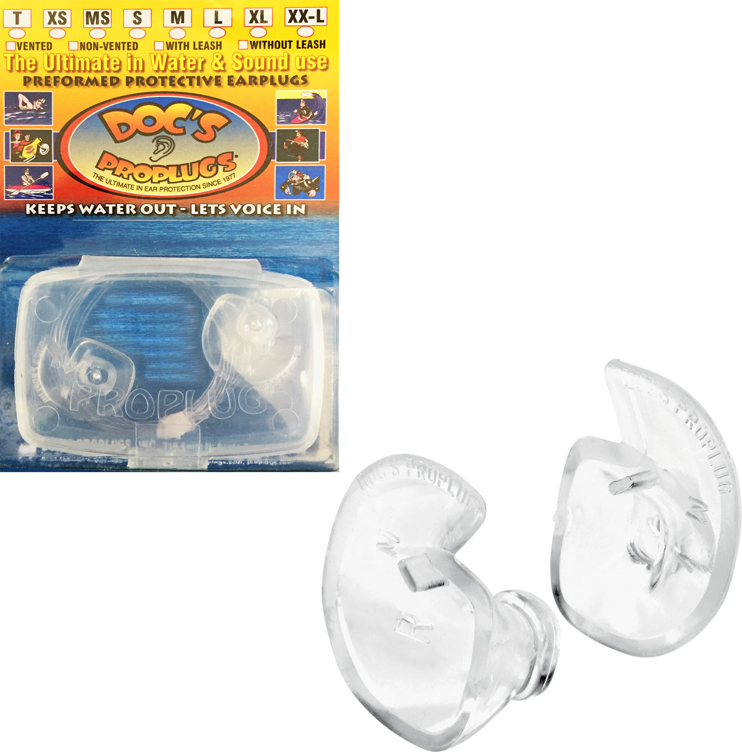 Produktbild von Doc’s Proplugs Belüftete Ohrstöpsel – Klar, Für Tauchen, Schwimmen & Wassersport