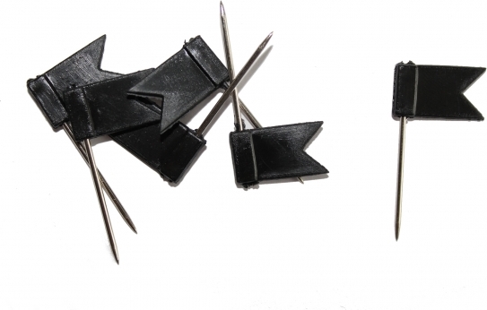 Markiernadeln Mit Fähnchen – 30 Stück In Schwarz, Praktisch Für Karten & Pinnwände