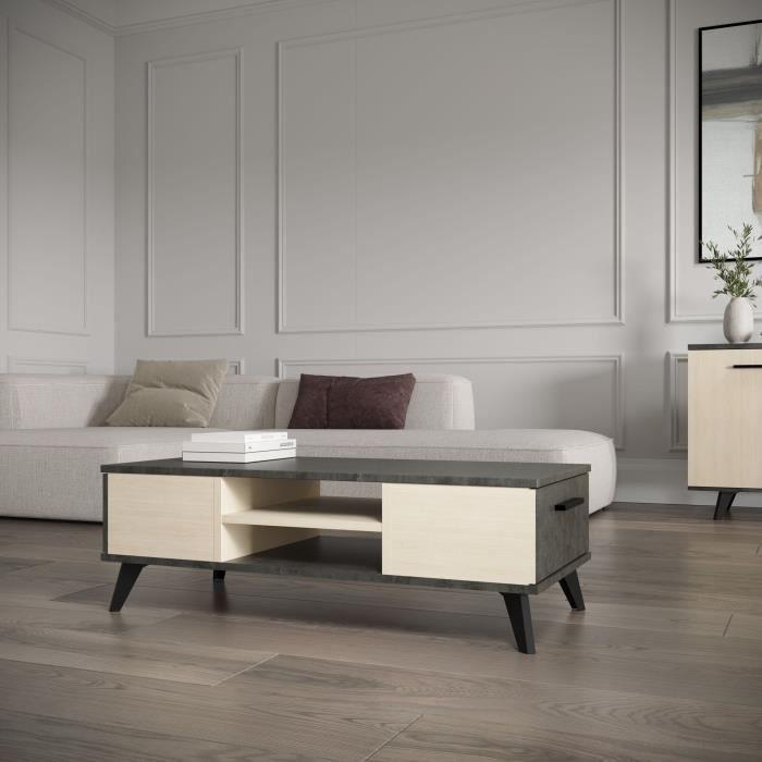 Wohnzimmer Set: TV Bank, Couchtisch, Sideboard, KENT, Eiche Fil Sidewalk, DEMEYERE KENT14205