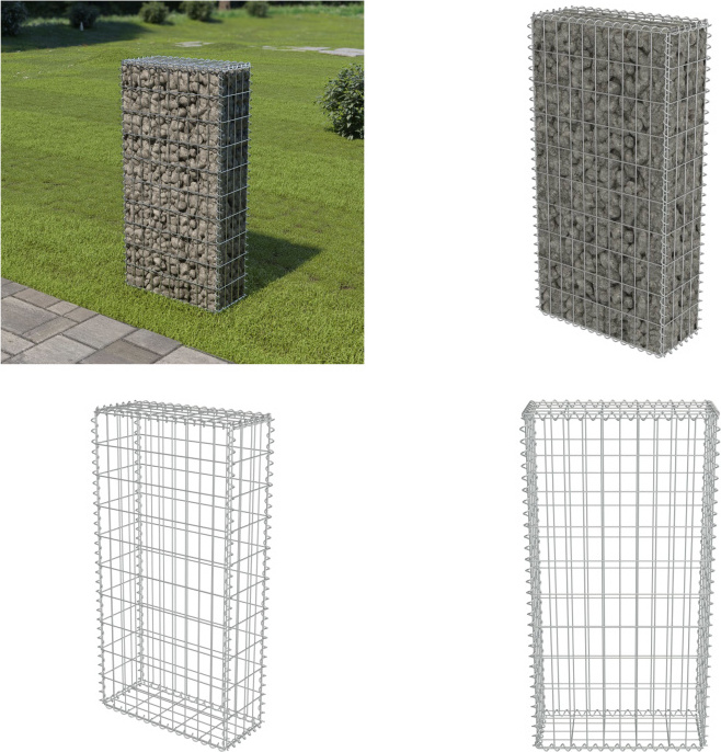 vidaXL Gabionenwand mit Abdeckung Verzinkter Stahl 50×20×100 cm - Gabionenwand - Gabionenwände - Gabione - Gabionen HL143576