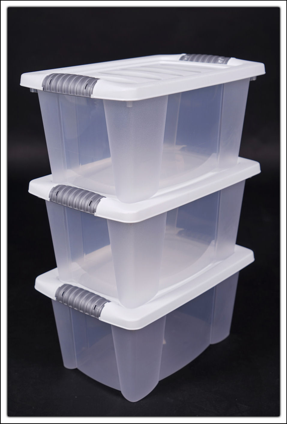 Aufbewahrungsbox mit Deckel 3 Stück 30 Liter 59x39x17 transparent stapelbar Box 