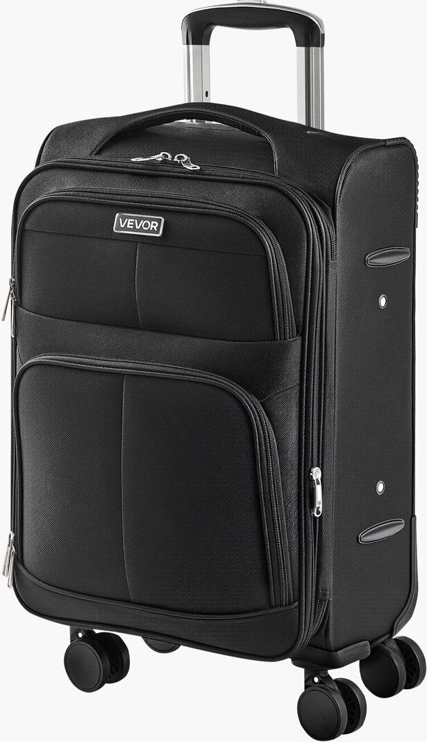 VEVOR 51 cm Softside-Gepäckstück mit Spinner-Rollen, erweiterbar, Handgepäckkoffer, schwarz
