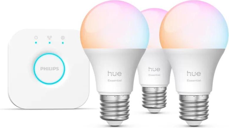 Basis Starter-Set: 3 smarte Lampen E27 (806 lm) + Philips Hue Bridge 17750204410