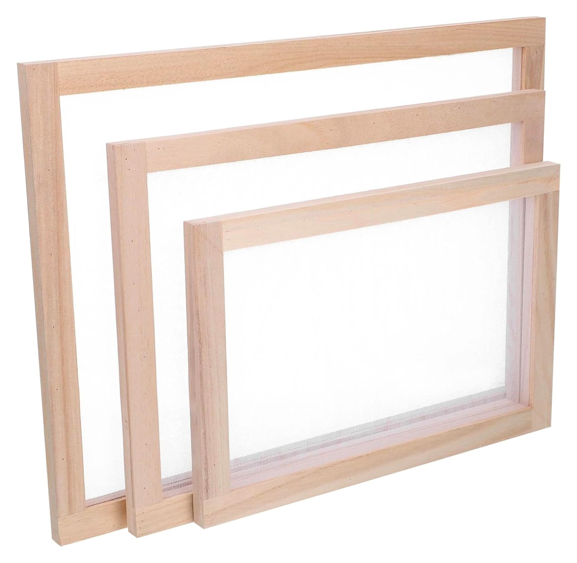 Markenlos 3 Stück Form und Deckle für die Papierherstellung, Zubehör für die Papierherstellung, Papierherstellungssieb, Papierzellstoffsieb