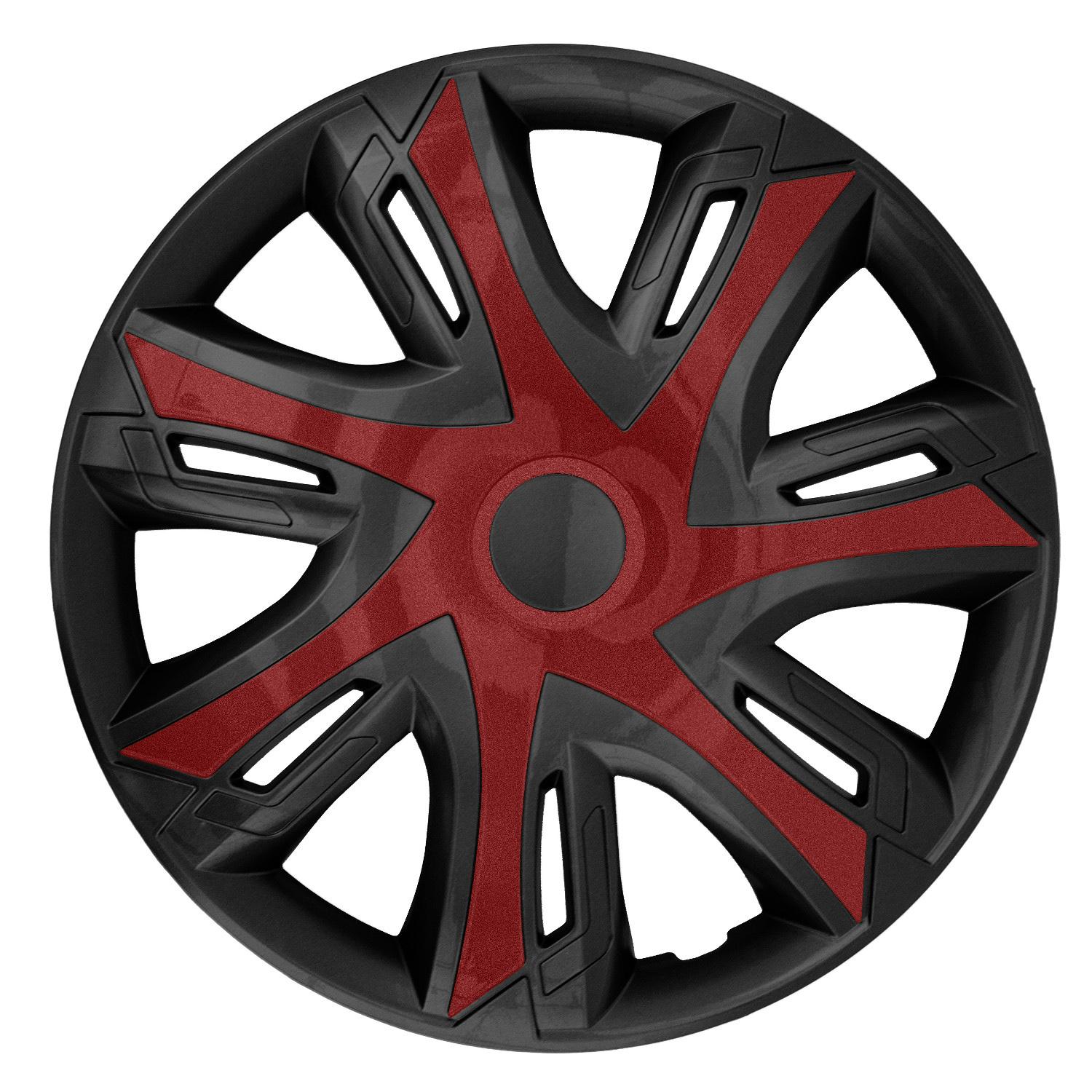 Albrecht Copricerchi 14 Pollici Nero/Rosso Neri per Cerchioni in Acciaio - Borchie Pollici Falcon Red Dusk in plastica di Alta qualità con Rivestimento a Strati - Made in EU