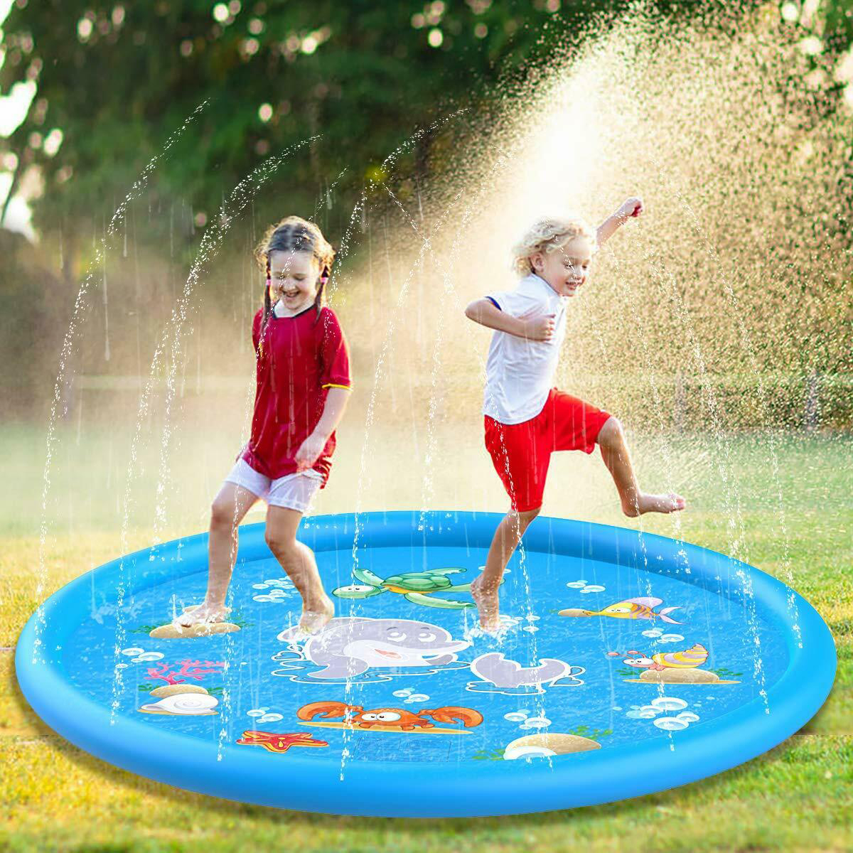 Splash Pad Wasserspielmatte Sprinkler Sprinklermatte Spritzmatte 170CM 