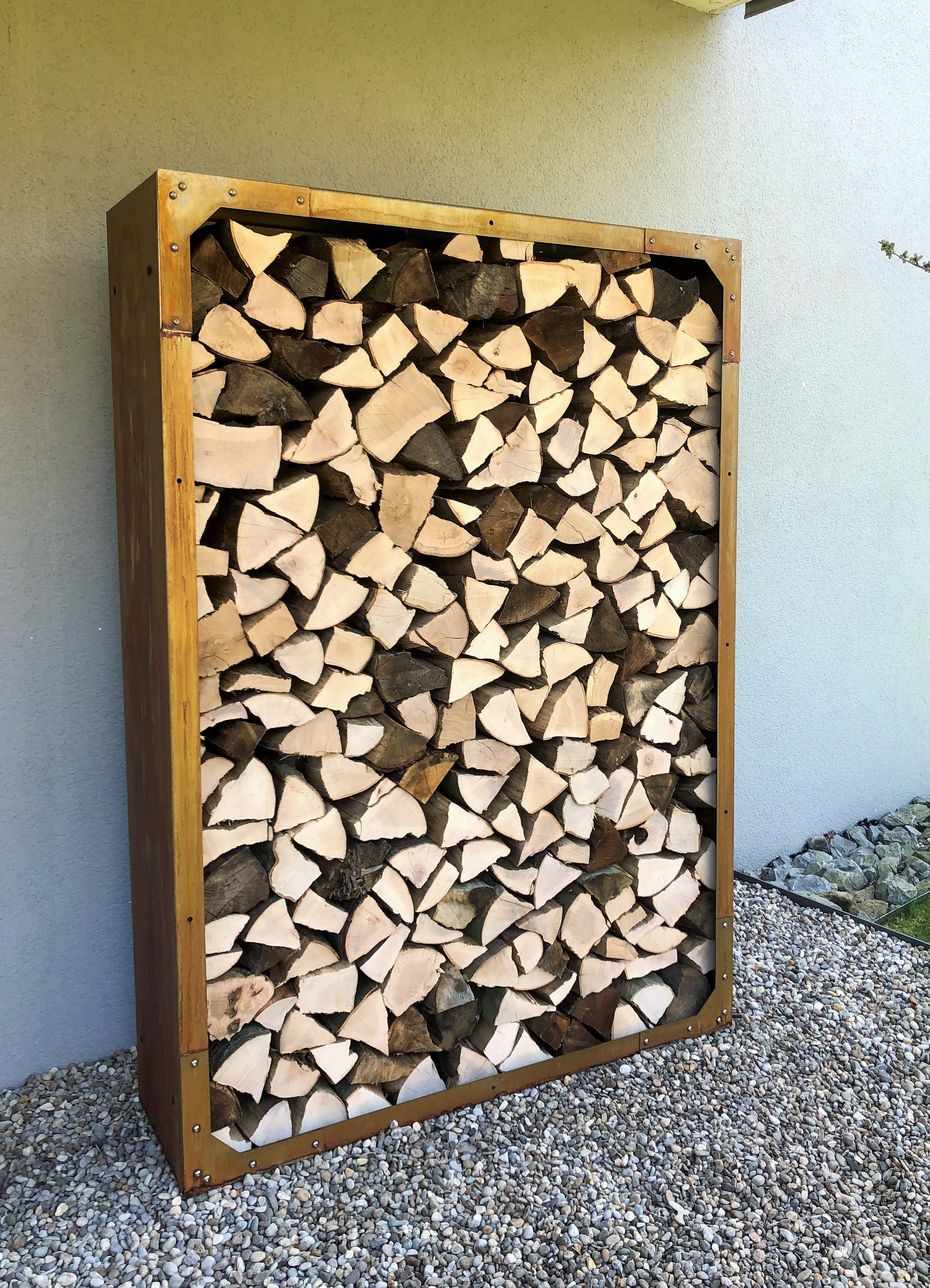 Metalltechnik Dermbach Kaminholzregal Cortenstahl Brennholzregal aussen 190x60x35 cm Metall Holzregal Edelrost Gartenregal 61040-5