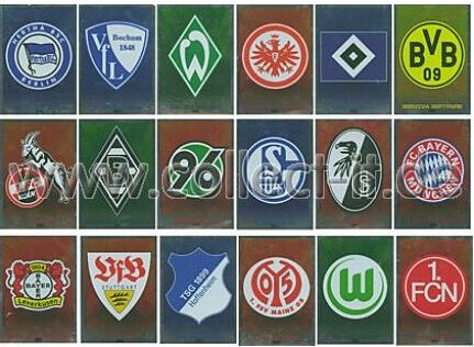 Topps Match Attax - Saison 09/10 - Spar 6 - Alle 18 Vereinswappen