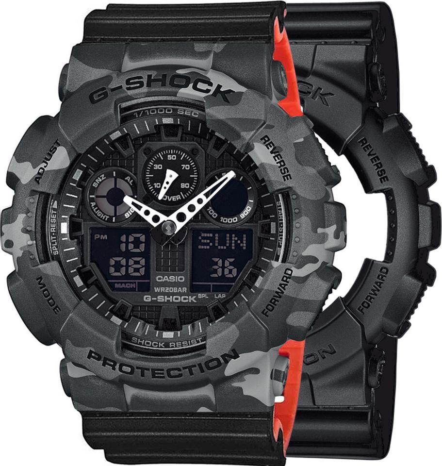 Zegarek Casio G-Shock SET GA-100-1A1ER + BEZEL 10507071 + PASEK 10577142 20BAR