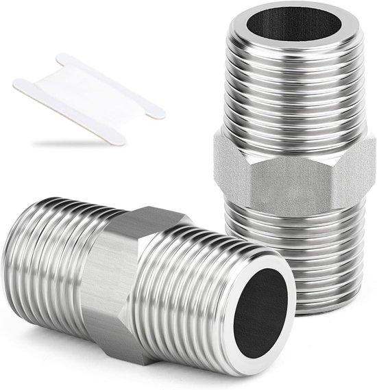 OEM Hex-Nippel-Set aus Edelstahl, 3/8" BSP Männchen x 3/8" BSP Männchen, Set aus 2 Stücken 2026