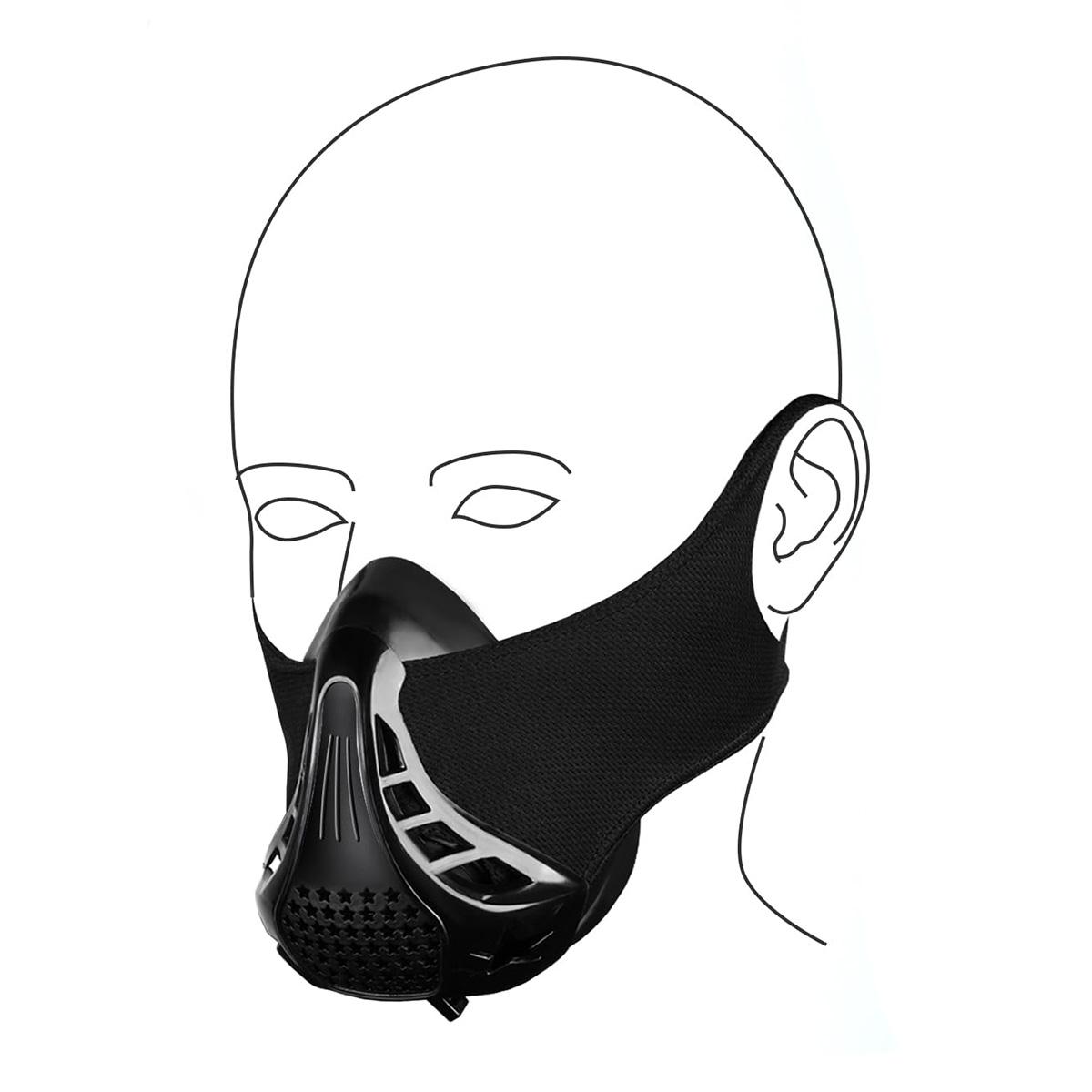 Dopwii Trainingsmaske Sport, Fitnessmaske für Ausdauertraining, Anpassbare Trainingsmaske für Lungenkapazität und Muskelkraft, Schwarz, Atemtraining KAUF-WOHN-HB1658-016