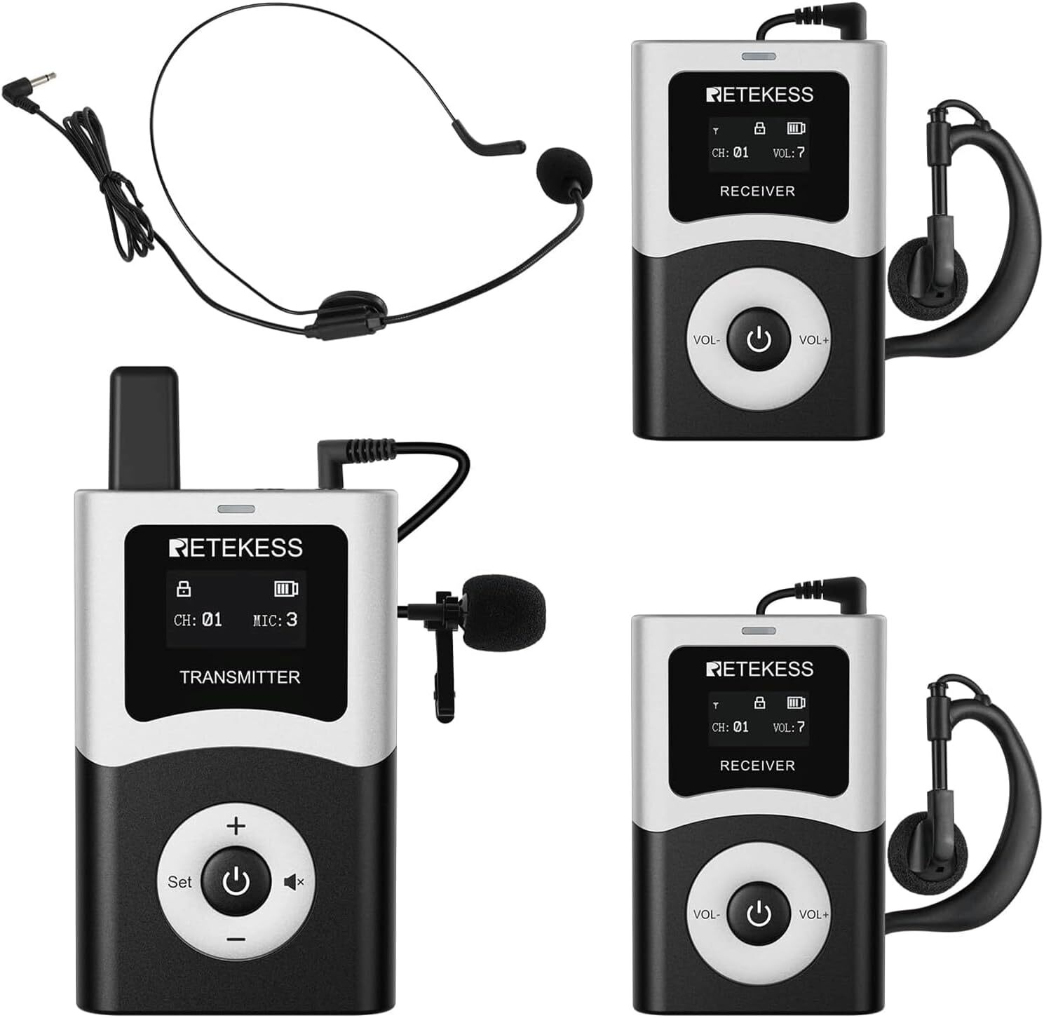 Retekess T130U (T130 4rd) Tour Guide System, Tour Guide-Headsets, Audioguide, Digitale Übertragung in Hochauflösender Klangqualität EUF9423G-F9423HX2-F4512A