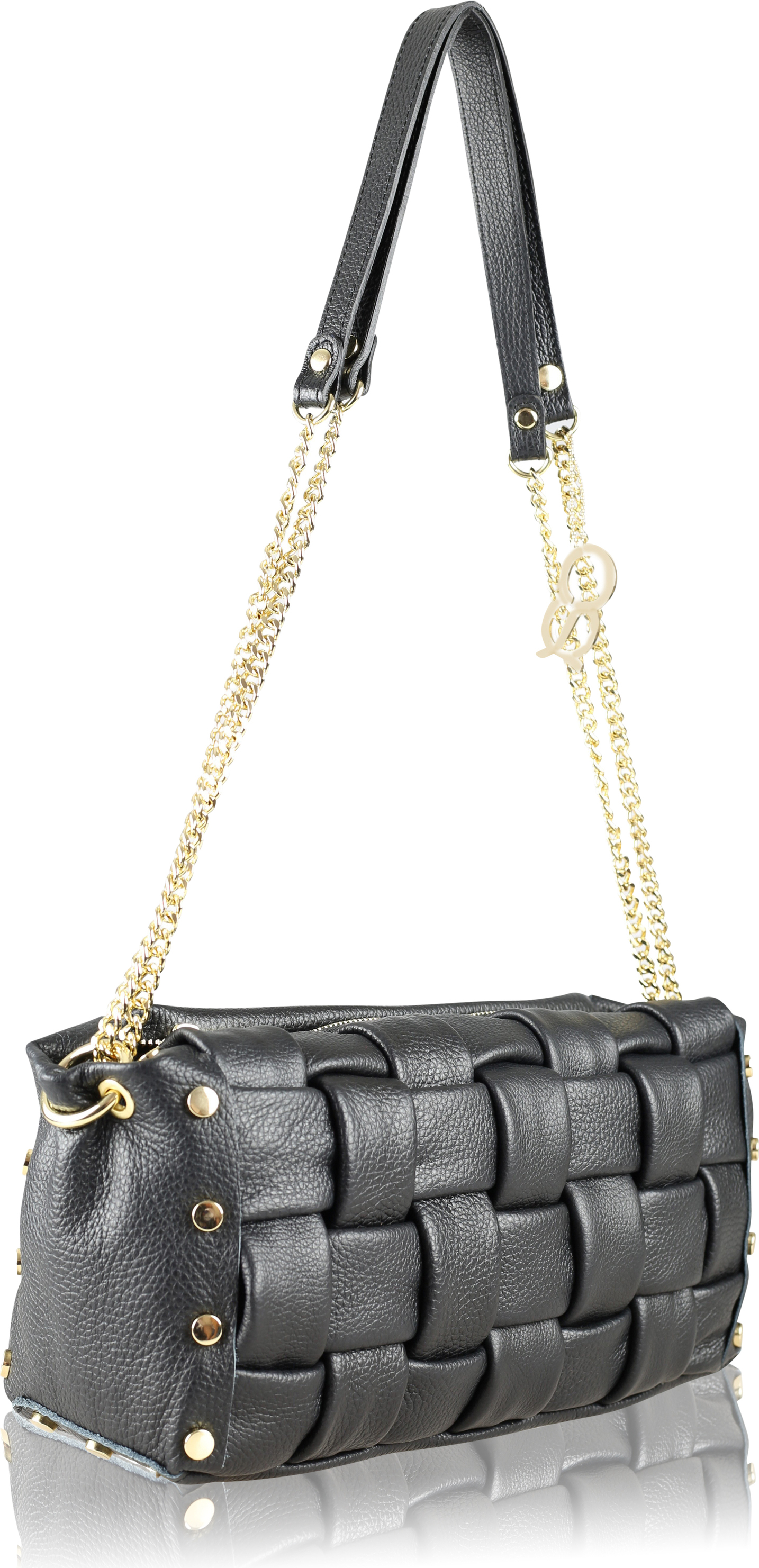 Umhängetasche Bague im Querformat mit geflochtenem Rindsleder von collezione alessandro