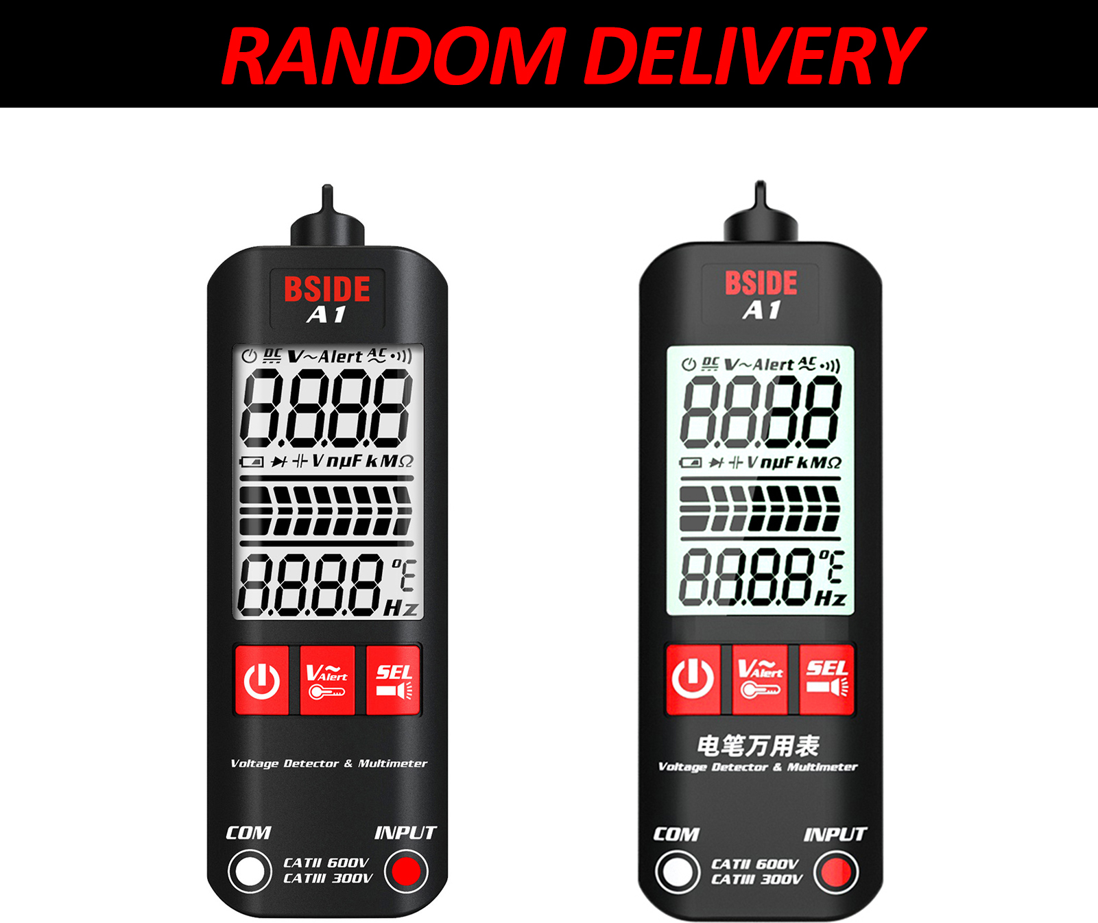 BSIDE A1 Mini multimeter LCD Digitálny tester Detektor napätia 2000 počtov DC/AC Napätie Frekvencia Odpor NCV Kontinuita Živý vodič Neutrálny vodič