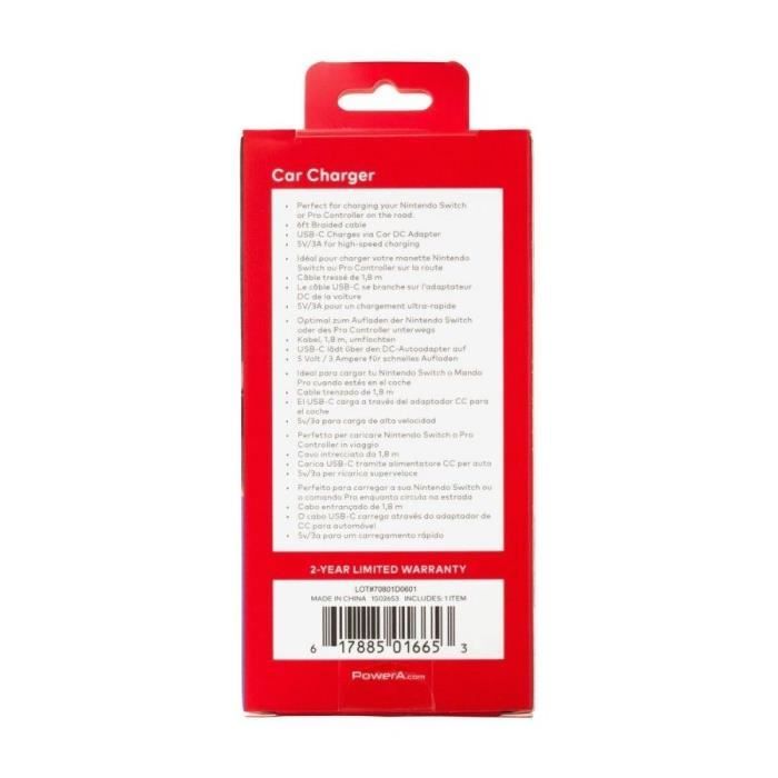 PowerA Car Charger Nintendo Switch