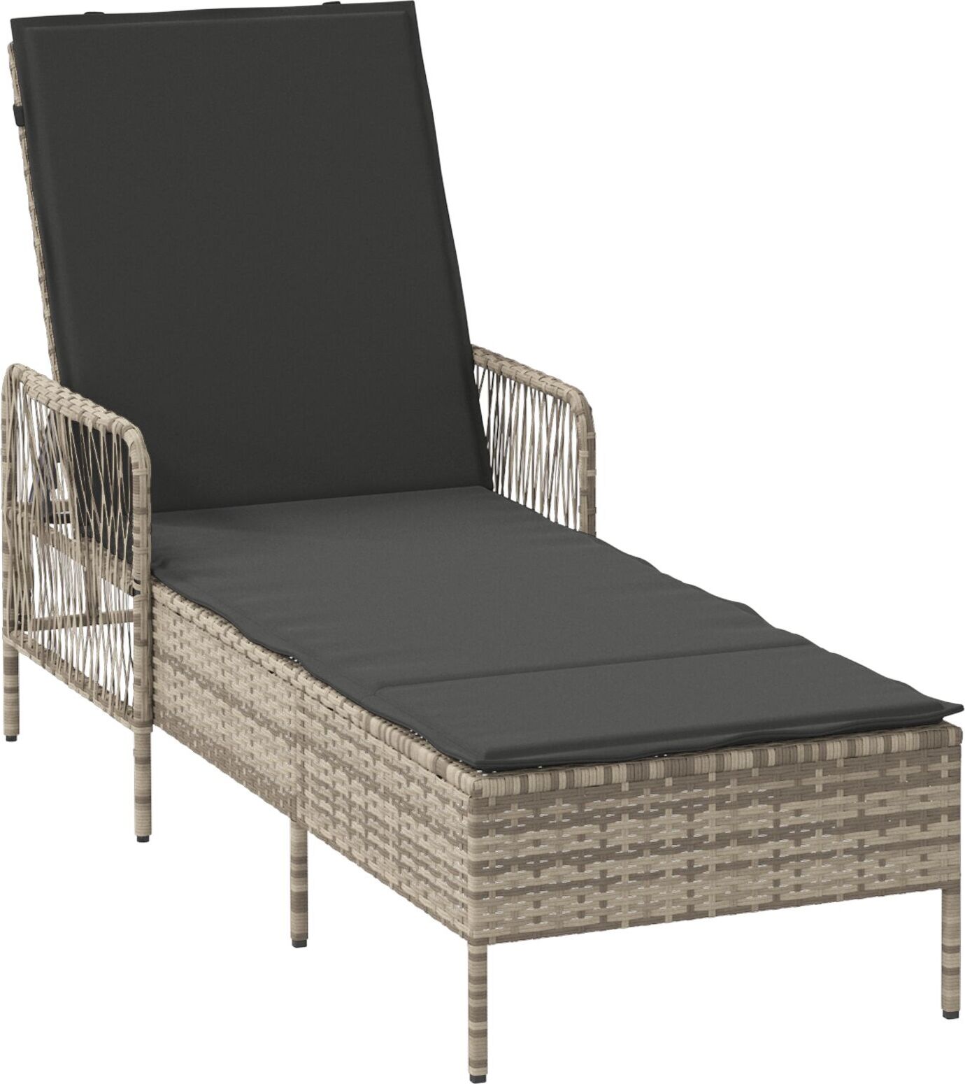 Lehátko Svetlosivé PE ratan 157 x 55 x 92 cm Skladacie, záhradné lehátko DesignNábytok New